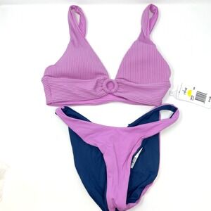 L*SPACE Rib Fisher Mercury Bikini Set In Indigo Rosebud Size Small New